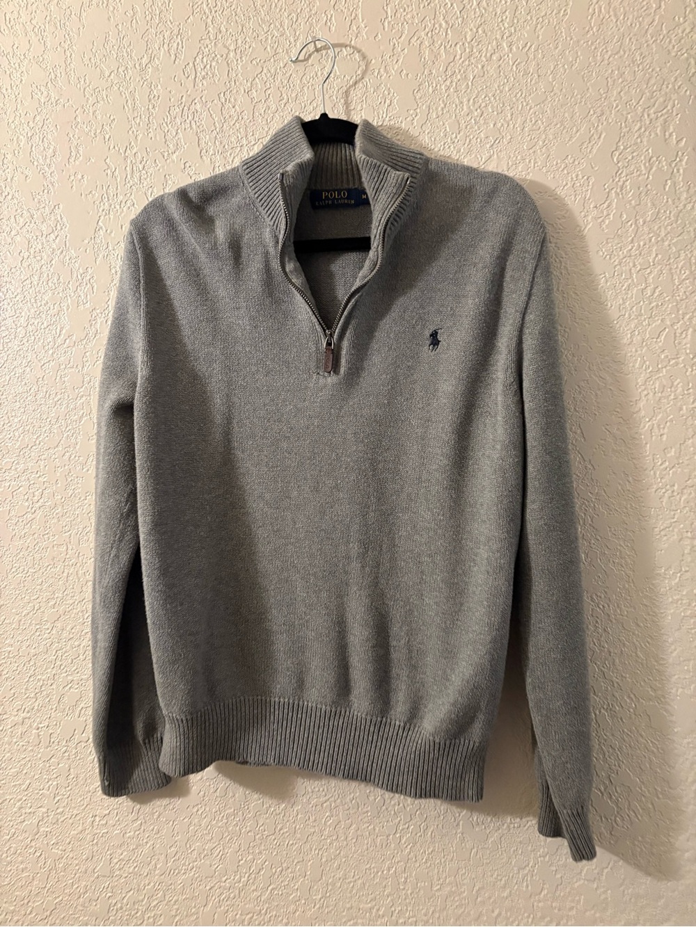 Polo by Ralph Lauren Men's Gray Quarter-Zip Sweater M